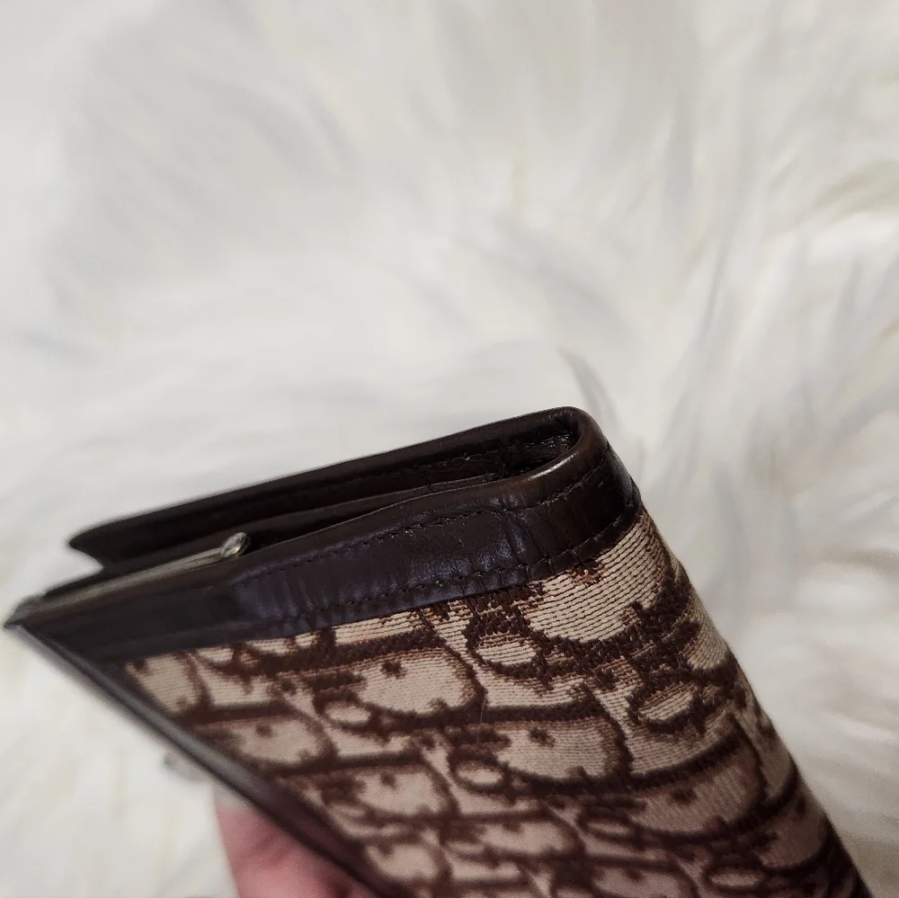 Christian Dior Vintage Trotter Wallet Brown With FLAWS INSIDE